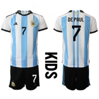 Dětský Fotbalový dres Argentina Rodrigo de Paul #7 MS 2022 Domácí Krátký Rukáv (+ trenýrky)